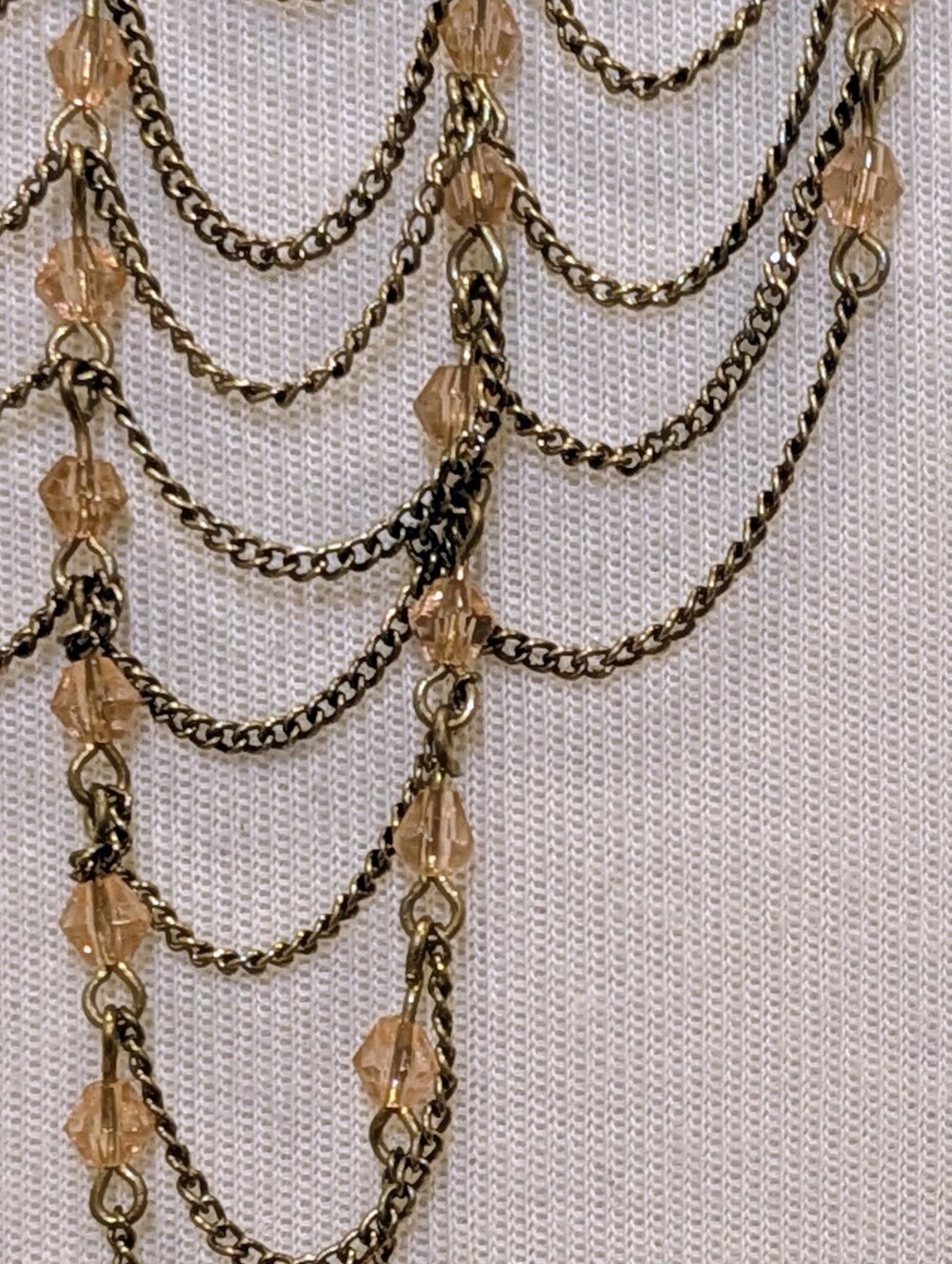 EUC 18"-20" Chain Armor Bib Necklace with Faceted Pink Glass Beads - Picture 3 of 8